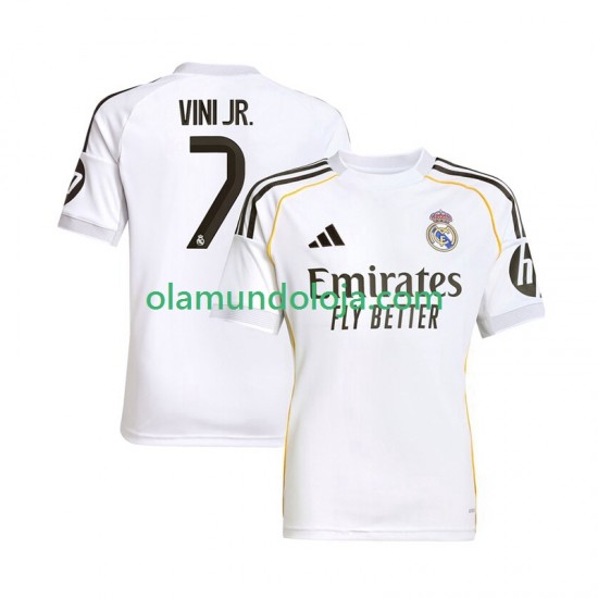 Camisola Real Madrid Vinicius Junior 7 Homem Equipamento Primeiro 2025-2026 Manga Curta